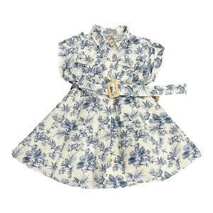 Gingersnaps Blue Floral Button Up Safari Dress with Belt 2T